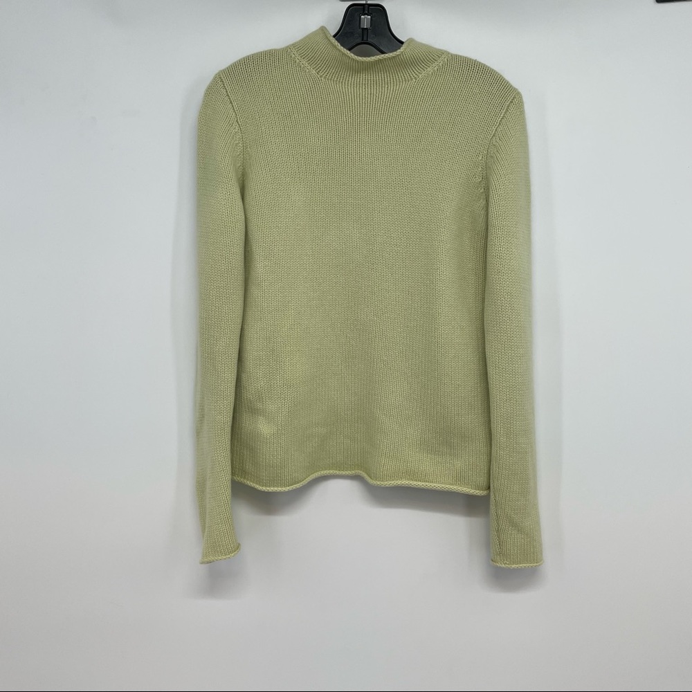 EILEEN FISHER Green 100% Cashmere Sweater S Mock Neck - Picture 1 of 7